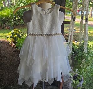 American Princess Cream Brocade Tulle Skirted Formal Dress Size 3T